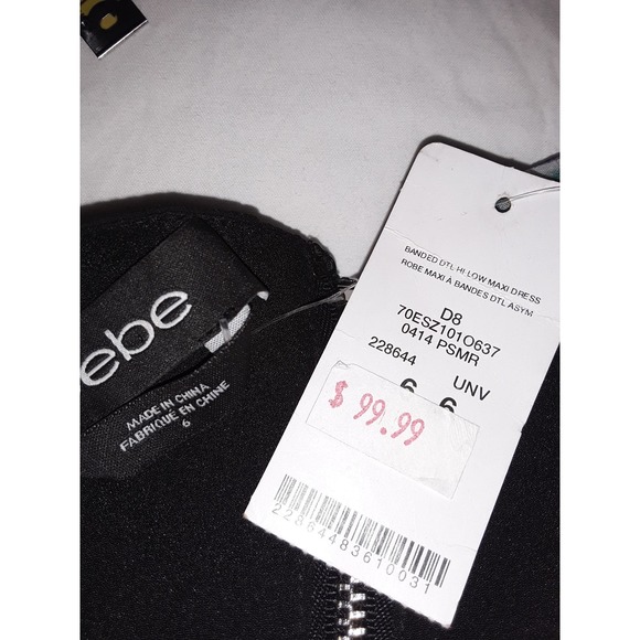 NWT Bebe Sz 6 Banded Hi Low Keyhole Bold Blue & Black Maxi Dress - Picture 8 of 9